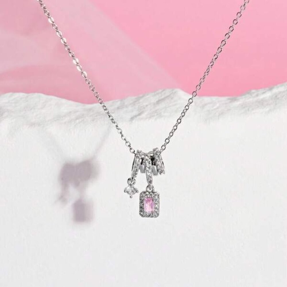 Pink Sapphire Pendant Necklace | 925 Sterling Silver